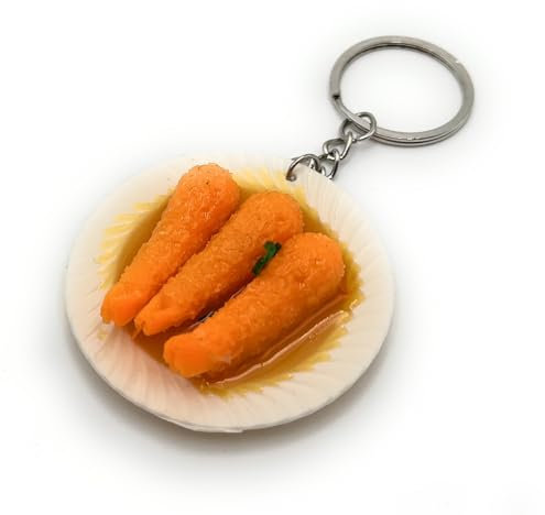 H-Customs assiette nourriture nourriture repas crevettes porte-clés pendentif en métal argenté, argenté, taille unique