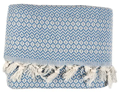 Tuiste Tagesdecke, Baumwolle, Couchüberwurf, Sofadecke, kuschelige TV-Decke, Couchdecke, Sesseldecke, Wendedecke, Bettüberwurf, Couch Überzug, Sommerdecke, Picknickdecke (Hellblau, 250x265 cm)