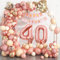 40th Birthday Decorations for Women,Rose Gold 40th Birthday Balloon Arch Garland Kit With Happy 40th Birthday Number 40 Foil Balloons,Happy Birthday Banner for Women 40th Birthday Party Decoration