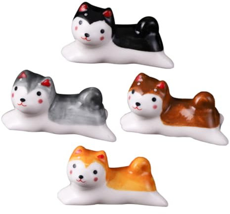 MAGICLULU 4pcs Shiba Inu Chopstick Rests Ceramic Spoon Rest Cartoon Fork Chopstick Holders Kitchen Supplies for Dining Table Party