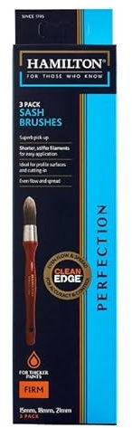 Hamilton 3 Pack Clean Edge Synthetic Firm Bristle Sash Paint Brush Set