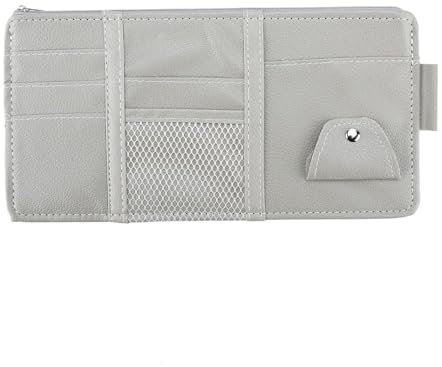 OHAOLYLE Classic Leather Car Sun Visor Organizer, Multi-Pocket Pouch for Cards, Money, Pen, Glasses, CD, Universal Fit for Car and SUV