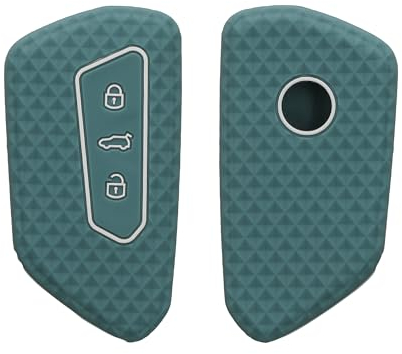 kwmobile Key Cover Compatible with VW Golf 8 3 Button Car Key - Soft Silicone Car Key Fob Holder Protector Case - Arctic Night