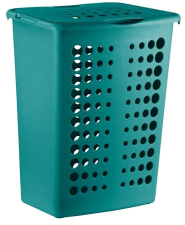 simpa Colour Match 40L Plastic Laundry Hamper - Teal - 50cm (H) x 40cm (W) x 30cm (D)
