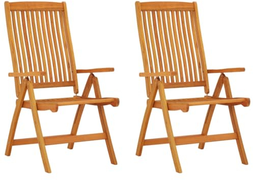 MSLAONXC Klappbare Gartenstühle 2 STK.,Hochlehniger Stuhl,Stühle aus Holz,Outdoor-Möbel,Camping Stühle,Freizeitstuhl,Sessel,Club-Stühle,für Balkon,Terrasse,Garten, Massivholz Eukalyptus