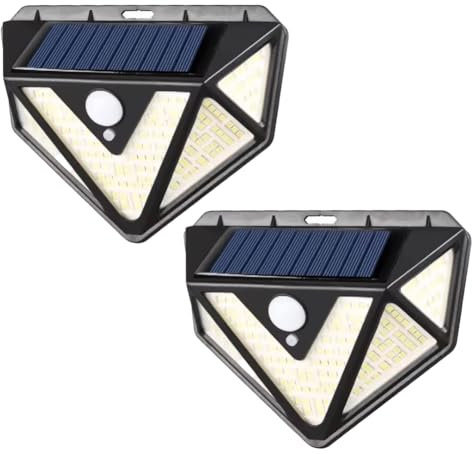 ANMECS Faretto LED Solare da Esterno IP65 Impermeabile, lampade solari da giardino, 166 LED con Batteria 1200mAh, Luce da Giardino con Sensore di Movimento PIR, 3 Modalità di Illuminazione