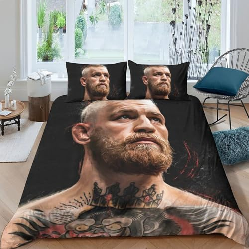 BYTFGAIT Conor McGregor Bettwäsche Bettbezug Set Mit Kissenbezüge, UFC Bettwäsche-Sets,aus Mikrofaser Mit Verdecktem Reißverschluss Weich Und Bügelfrei King(220x240cm)
