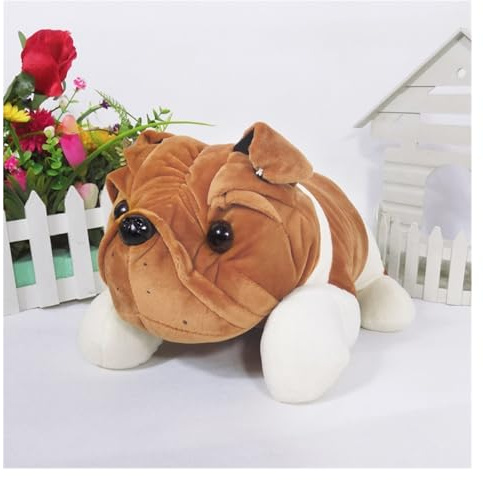 TOPLITHE Bulldoggen Kuscheltiere, Realistische Bulldogge Stofftier Süßes Hundewelpen Plüschtier for Kinder Erwachsene Heimdekoration(Brown,60CM/23IN)