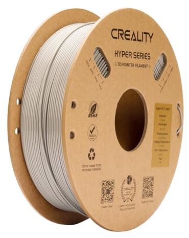 Creality Hyper PETG Filament 1,75 mm Hochgeschwindigkeit 50 – 600 mm/s, 3D-Druckerfilament Maßgenauigkeit +/- 0,02 mm, 1 kg Kartonspule (2,2 lbs), passend für die meisten FDM 3D Drucker - Grau