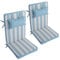 LILENO HOME Gartenstuhl Auflagen mit Kopfkissen [2er Set - Hochlehner] in Blockstreifen Aqua - Sitzauflagen für Gartenmöbel - Stuhlkissen für Gartenstühle und Klappstühle Dub