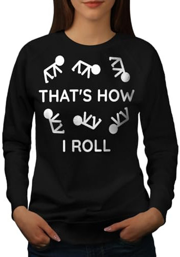 Wellcoda Das ist Wie ICH Rollen Stock Figur Humor Sweatshirt für Damen Schwarz 2XL