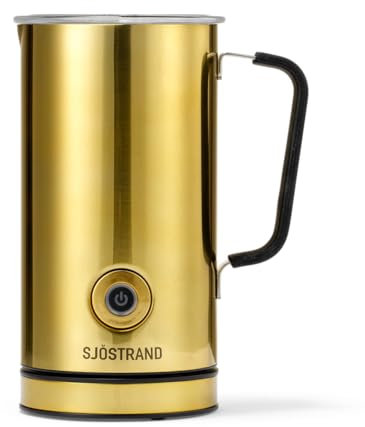 Sjöstrand Coffee Elektrischer Milchaufschäumer - Edelstahl, Für Heiße & Kalte Milch, Antihaftbeschichtet (Messing)