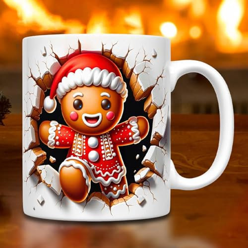 Weihnachts-Lebkuchenmann-Tasse Aus Keramik, Weihnachts-Lebkuchen-Kaffeetasse, Teetasse, Cartoon-Design, Süße Lebkuchenmann-Tasse Aus Keramik, Lebkuchenmann-Tasse Für Tee/Kaffee/heiße Schokolade