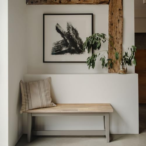 Statement Furniture Florence Solid Acacia Hardwood Kitchen Dining Bench, Backless | 120cm or 140cm Length | Sturdy Dining Table Seat with Wooden Seat (dove grey, 120cm)