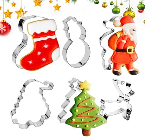 Kaiser Ausstechformen Weihnachten 6 Teilig, Edelstahl Plätzchen Ausstecher, Weihnachts Keksausstecher Plätzchenausstecher, Cookie Cutter Zum Ausstechen Von Plätzchen, Keksen, Fondant
