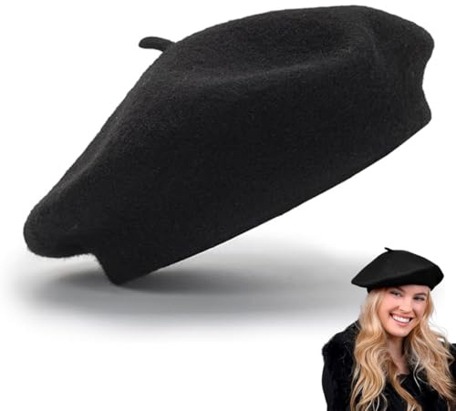 XURJUMI 1 Stück Baskenmützen & Barette für Damen, Barett, Schwarz Hut, Retro-Wintermütze, Wintermütze Barett, Damen Hut für Treffen mit Freunden, Party