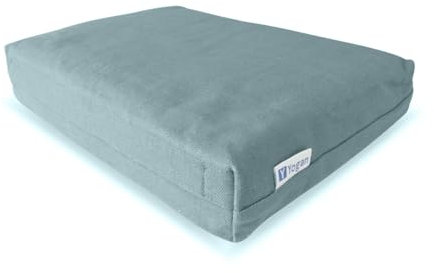 Yogan Cuscino per la testa (5,1 cm) per yoga/pilates | Rivestimento esterno in cotone biologico (rimovibile e lavabile) | Fodera interna con imbottitura in fibra riciclata | 30 x 20 x 5 cm (turchese)