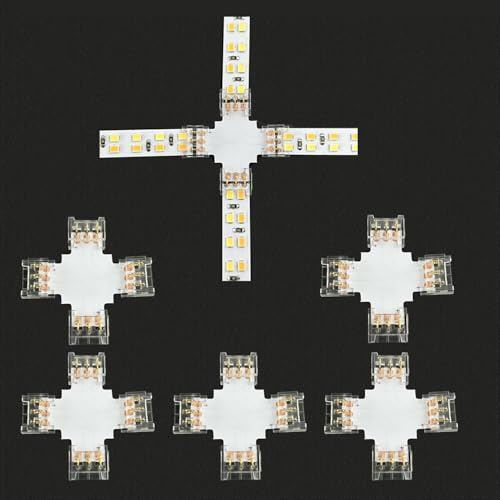 ENQIMAOYI 5 Stück X Shape LED-Streifenverbinder, 3 Pins, 8 mm Breite, kreuzförmige Anschlüsse für SMD-LED-Streifen, Schnellverbinder zum Löten von Gapless (3-polig, 8 mm)