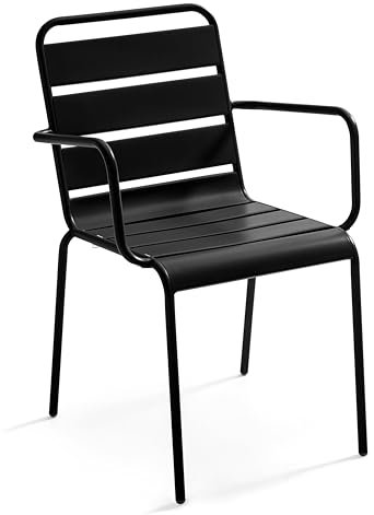 Oviala Fauteuil de Jardin en métal Noir - Palavas