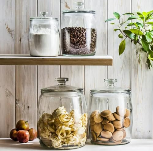 MIKONI Keksdose mit Deckel 10/8,5/7,5/1,5/0,9L Vorratsgefäß Glasbehälter Einmachglas Vorratsglas Einweckglas Klarglas Gurkenglas (4,0L)