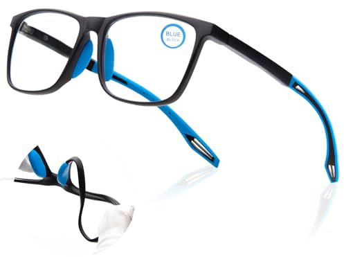 Amorays Lesebrille Herren TR90 Sportliches Design und flexible Blaulichtfilter Lesebrillen，Anti-Müdigkeit Blendfreie Lesehilfe Brille 8090(Blau,+2.50)