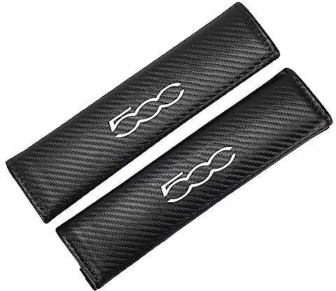 2 Stück Auto Kohlefaser Gurtpolster für Fi-at 500, Komfort Sitzgurt Polsterung Sicherheitsgurt Schulterschutz Abdeckung Interieur Zubehör,White
