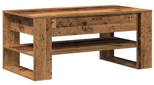 vidaXL Rustikaler Old Wood Couchtisch aus Massivholz Stylischer Innenmöbel Mittlere Größe 102Cm X 55Cm Ideal Für Servieren Und Wohnzimmer Deko Rechteckige Tische