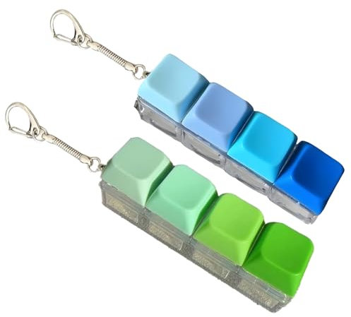 YSFVNP 2 Pcs Keyboard Fidget Toy, Keyboard Fidget, 4 Keys Keyboard Decompression Toys Keyboard Keychain Toys Finger Keyboard Caps Toy for to Relief Stress Pass the Time(Blue and Green)