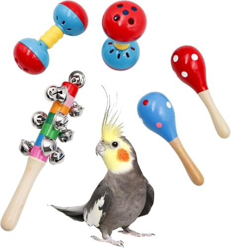 Dnoifne Set 5 Giochi con Campanelle Colorate per Uccelli, Accessori per Gabbie, Divertenti Campanellini per Galline, Pappagalli, Cocorite, Calopsitte e Inseparabili