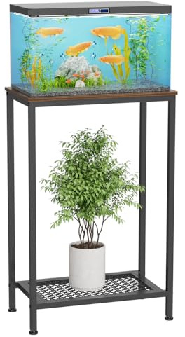 VyGrow Aquarium-Ständer, 2-stöckig, kleiner Aquariumständer, Schildkröten-Tankregal für Wohnzimmer, Geschäft, Büro, Belastung 158 kg, 53 x 30 x 81 cm, Schwarz