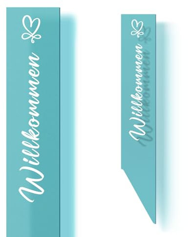 younikat Willkommen Gartenstecker - Stele 57 cm - Gartendeko Design aus Acryl - Schild zum stecken Herz Einladend I you0098