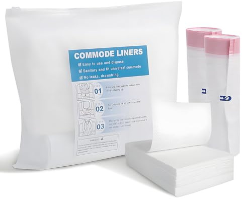 VEGCOO Toilettenbeutel mit saugfähigen Pads 40 Stück - Einweg für Campingtoilette, Pflege & Reise | Tragbar, Geruchsneutral, Extra Saugstark mit 40 Saugfähigen Pads