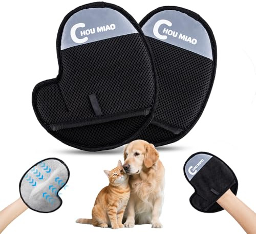 Qottmez 2 Pack Haarentfernungs-Handschuhe, Komplett-Set für Haus & Auto,Elektrostatische Handschuhe zur Entfernung von Hundehaaren, Katzenhaaren und Staub,Wiederverwendbar