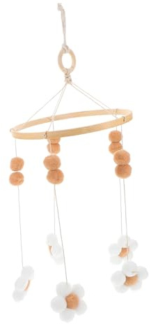 KAILIKETIY Blumen-boho-babymobile Aus Buchenholz Und Filzkugeln Hänge-mobile Mit Blüten Und Kugeldesign Für Stubenwagen Und Babybett Dekoratives Spielzeug Für Kinderzimmer