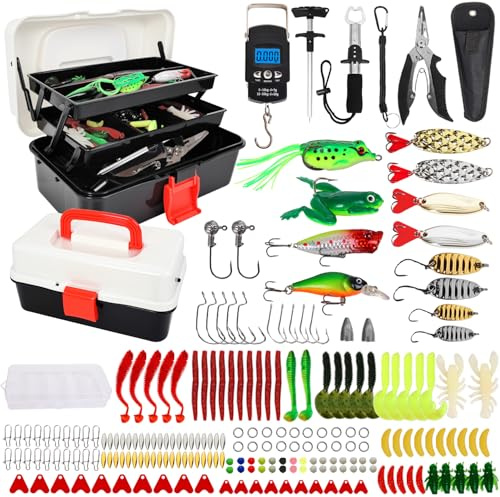 Kit da Pesca 213 Pezzi, Set Completo per Principianti ed Esperti con Cassetta Portabile, per Pesce Persico, Bluegill e Persico Trota