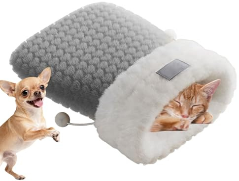 Generico Poubelle à chat – Niches pour animaux semi-fermées avec chauffage | Sac de couchage d'hiver pour chats | Pour intérieur, maison, voyage, voiture, camping, jeu de repos