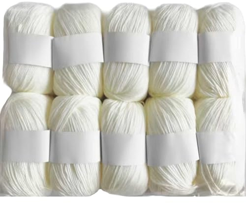 10er Set Luxus - Mischgarn - 500g Wolle - 34 Reinweiß - weiches Webgarn geeignet für Pullover, Babydecken, Schals - 10x 50g - Hochwertige Fasern für Häkeln und Basteln
