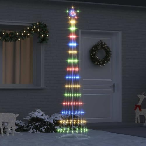 Árbol de Navidad LED multicolor 250 cm, metal, 70 x 70 cm, con soporte, 8 modos, para interior y exterior protegido, árbol de Navidad artificial duradero con luces