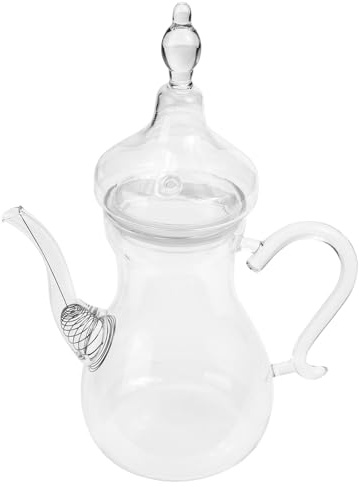 Hoement Théière en Verre Haute Résistance 1000 Ml Style Moyen-oriental en Borosilicate Transparent, Service à Thé Décoratif et Résistant la Chaleur, pour Infusion de Thé en Vrac