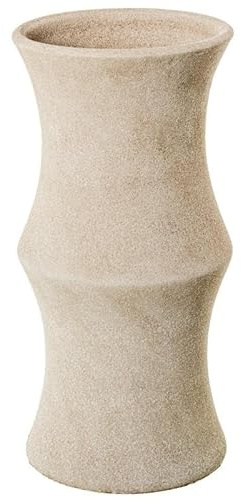 DRW Portaombrelli Rotondo a Forma di Bambù in Ceramica in Beige 50x25x25 cm