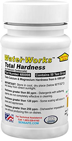 ITS Europe Waterworks Total Hardness test strips Tests Calcium Magnesium Hardness from 0-1000 ppm, 50 Count