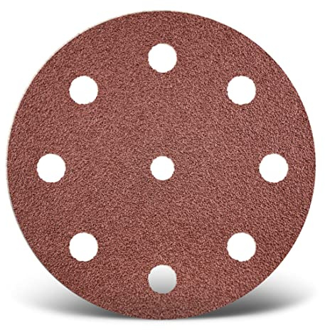 MENZER Red Schleifscheiben 125 mm, 9-Loch (50 Stk.) K180 | f. Exzenterschleifer, Normalkorund, Klettbefestigung