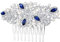EVER FAITH® österreichischen Kristall elegant künstliche Perle Haarkämme Haarschmuck - blau-Silber-Ton N03533-2