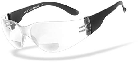 HSE SportEyes® | BIFOKAL Brille: +1,00 DIOPTRIEN | Sportbrille mit Lesehilfe | UV400 Schutzfilter, HLT® Kunststoff-Sicherheitsglas nach DIN EN 166 | Sportbrille, Fahrradbrille, Bikerbrille
