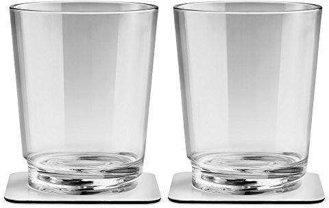 Silwy Magnetglas 250 ml mit Untersetzer 2er-Set transparent