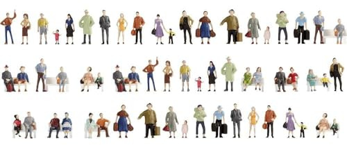 NOCH Mega-Spar-Set Figuren, handkolorierte Modellbau-Figuren 60 Stück, Spur TT für Dörfer & Städte, ideal zum Gestalten