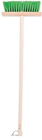 Bigjigs Toys Kids Long Handled Wooden Broom | Children's Outdoor & Gardening Tool | Green Hard Bristle Brush with Natural Wood Handle | Accessories for Garden Play Set | Toddler Gifts for 3+ Year Olds
