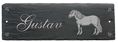 Schild Schiefer Pferd Shetlandpony Pferdebox personalisiert Stalltafel Wunschname 22 x 8 cm