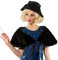 Amakando Eleganter Vintage-Schal Kunstpelz Diva/Schwarz/Charleston-Kostüm-Zubehör für Frauen/Passend zu Karneval & Themenabend