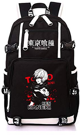 WANHONGYUE Tokyo Ghoul Anime Backpack Student Schultasche Laptop Rucksäcke Freizeittasche Daypack Schwarz-10